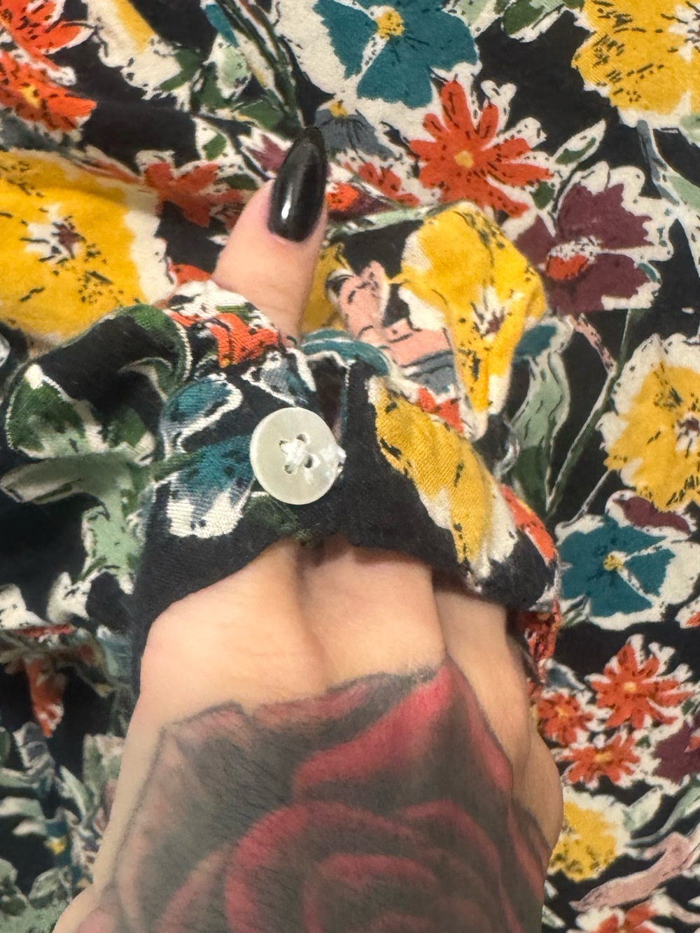 NATURAL LIFE Black Maxi Dress with Yellow & Pink Floral Print - Picture 4 of 9